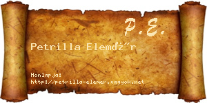 Petrilla Elemér névjegykártya